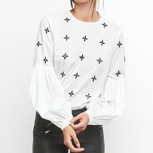 GAP White Top Small Puff Sleeves